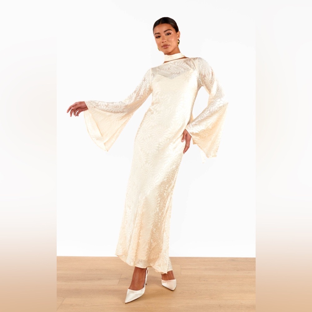 Show Me Your MuMu Cream Lace Maxi Dress with Bell Sleeves